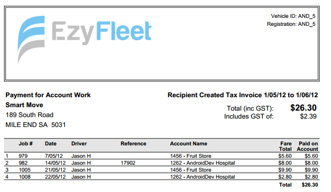 Operator Invoice for Account Work Page SmartMoveSmartMove