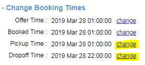 Change booking times